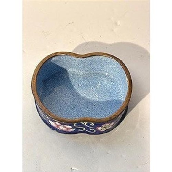 Vintage Butterfly Trinket Keepsake Box Cobalt Blue Enamel Cloisonne Storage - Picture 9 of 14